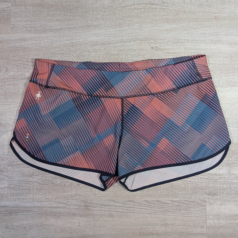 Smartwool Shorts Womens Large Blue Pink Merino Sport Running‎ Lined Performance